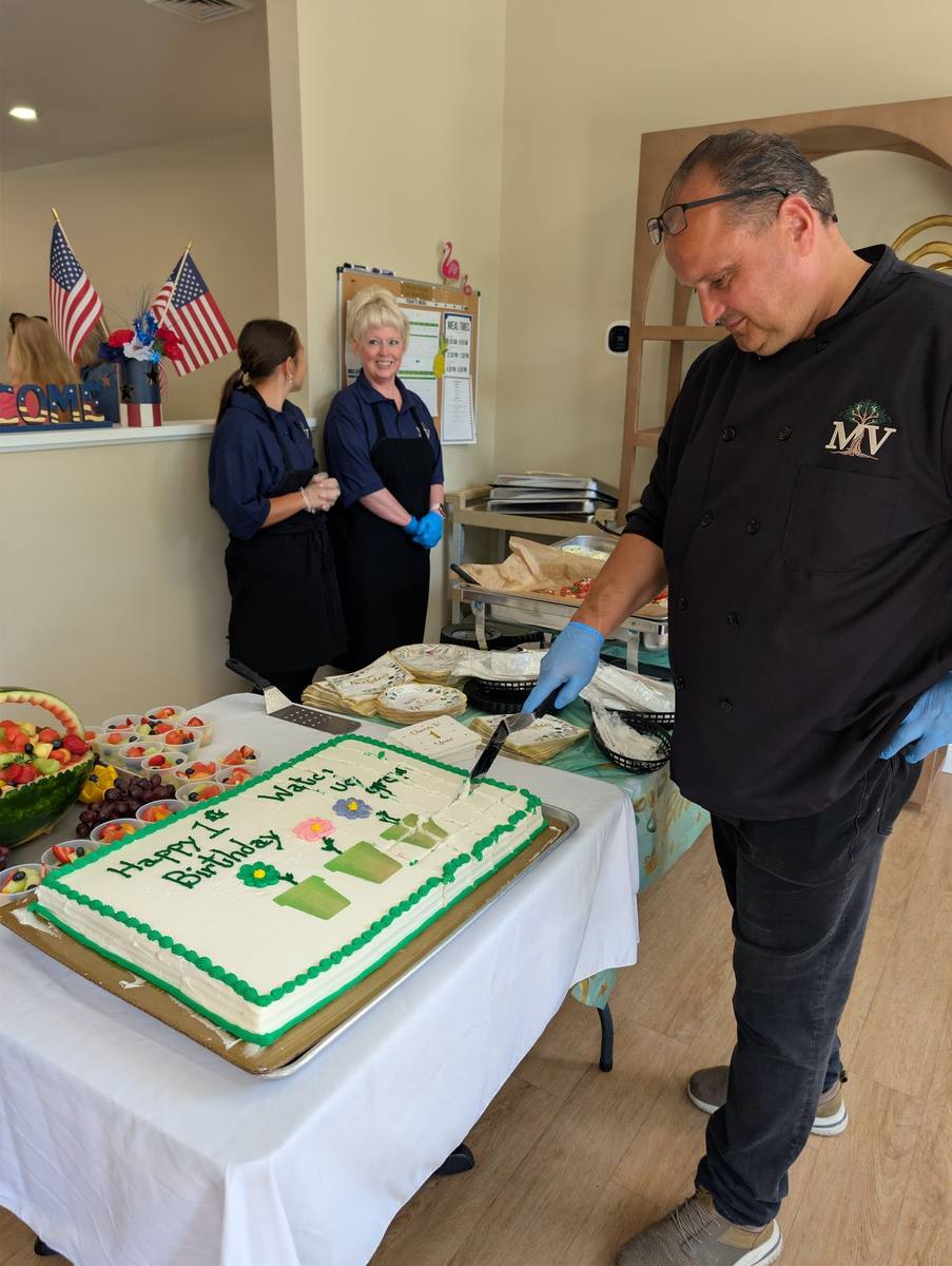 Cake being served